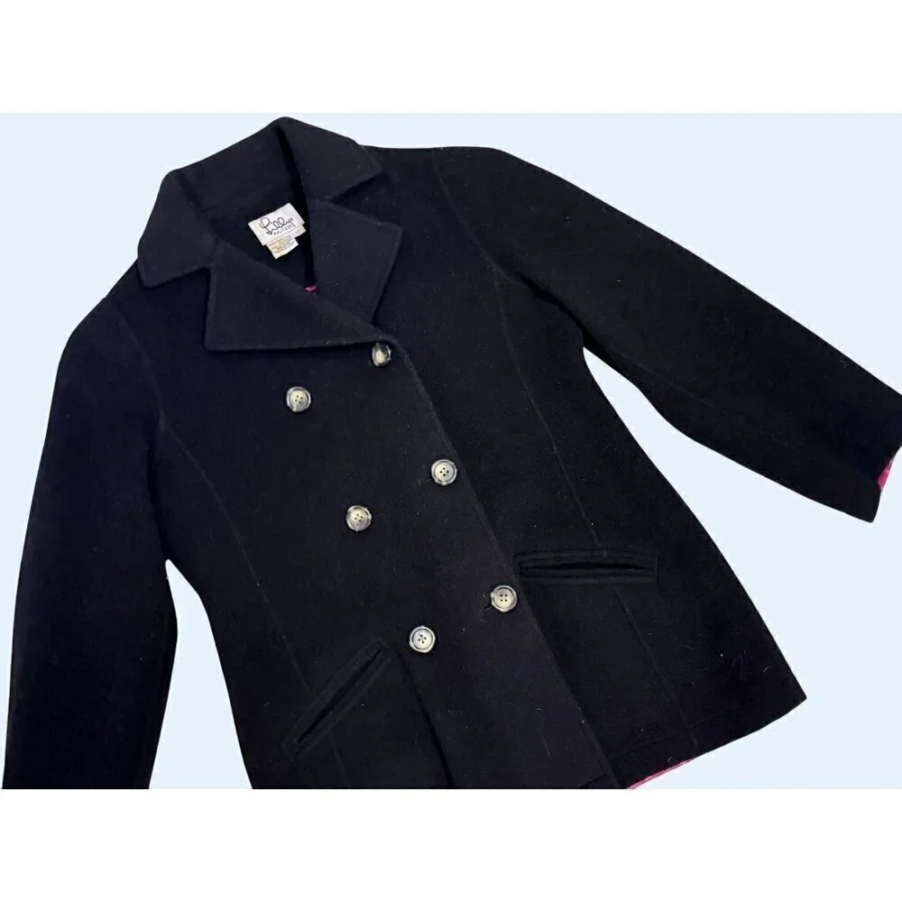 LILLY PULITZER Youth Kids Girls Wool Blend Black Peacoat Jacket Sz 10